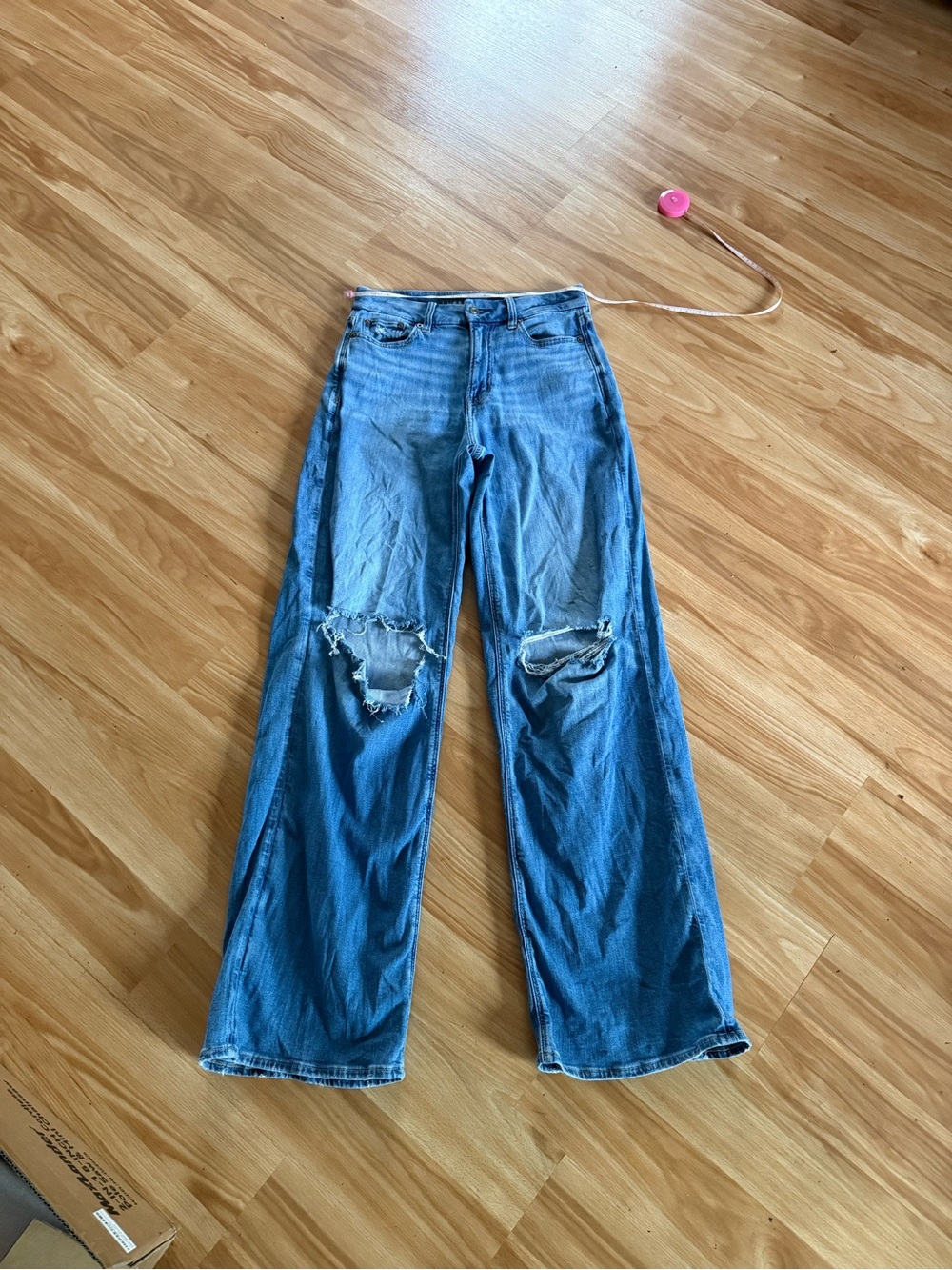 American Eagle Curvy Super High-Rise Baggy Wide Leg Jeans-Sz 4 Long